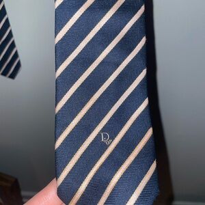 Dior Men's Tie in Navy with Gold Stripes